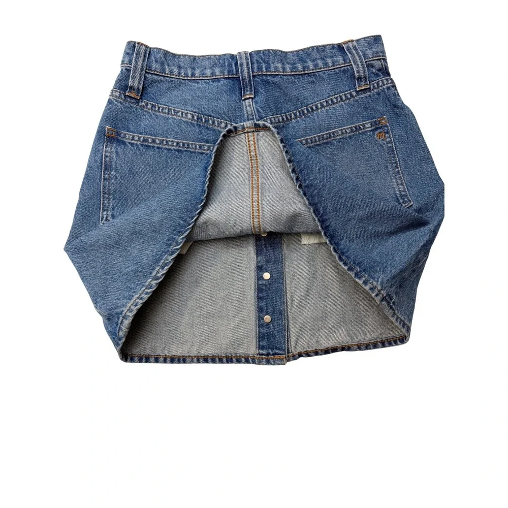 Madewell Denim Button Front A Line Mini Skirt Medium Wash Womens Size 28‎